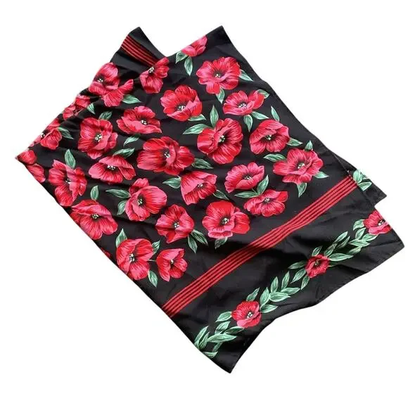 Floral Black and Pink Scarf - Picture 3 of 3